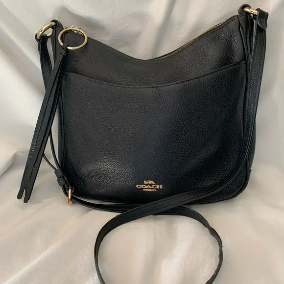 Coach black 'Chaise' pebbled leather crossbody bag/purse - Picture 1 of 14